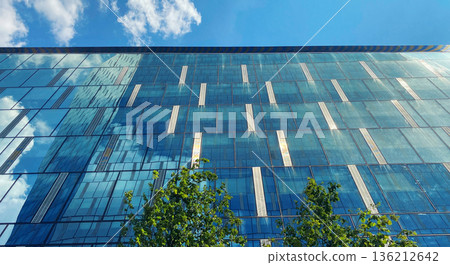 Office building. Glass skyscrapers in business center. Architecture, commercial real estate 136212642