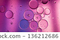 Vibrant abstract lilac purple oil and water bubble background for eye catching cosmetic photography 136212686