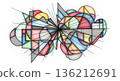 Hand drawn abstract illustration with geometric shapes and textures for enhanced visual impact 136212691