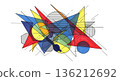 Artistic abstract illustration with geometric shapes and textures for enhanced visual appeal 136212692