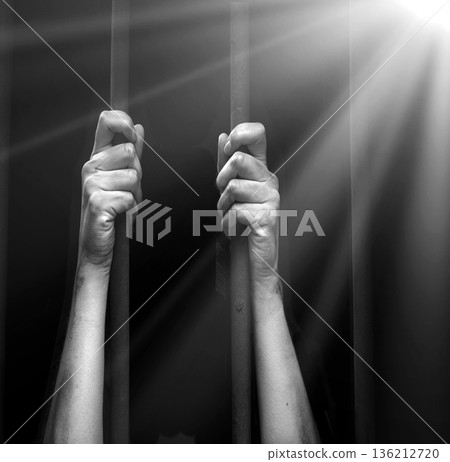 Sad young girl in prison Sad young girl in prison 136212720