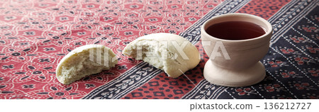 Wine in a gobled and bread Wine in a gobled and bread 136212727