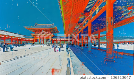 Vivid Kiyomizu-Dera Buddhist Temple Architectural Marvel Blending Color and History in Japan 136213647