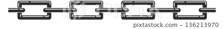 A chain of metal links with a black color A chain of metal links with a black color 136213970