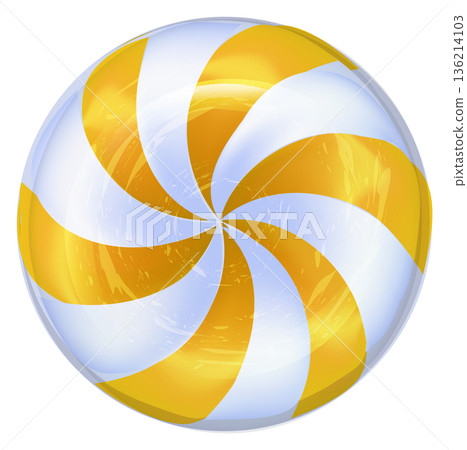A yellow and white swirl candy 136214103