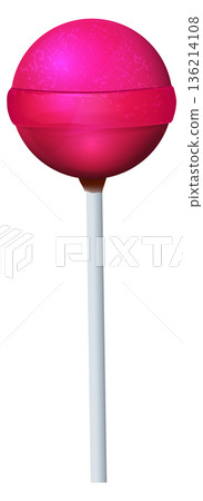 A pink lollipop with a white stick 136214108
