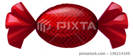 A red candy with a red ribbon on it A red candy with a red ribbon on it 136214109