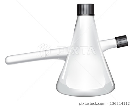 A white beaker with a black cap sits on a white background A white beaker with a black cap sits on a white background 136214112