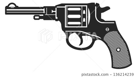 A black revolver with a white background A black revolver with a white background 136214239
