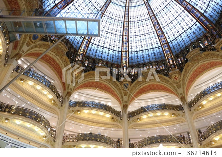 The beautiful dome of Galeries Lafayette Paris Haussmann 136214613