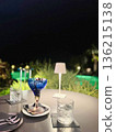 Elegant Dinner Table with Glasses Night 136215138