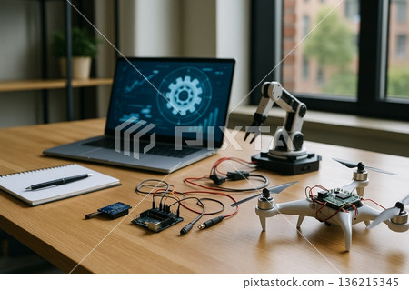 Closeup Laptop With Ai Icon And Robot Arms 021125 Closeup Laptop With Ai Icon And Robot Arms 021125 136215345