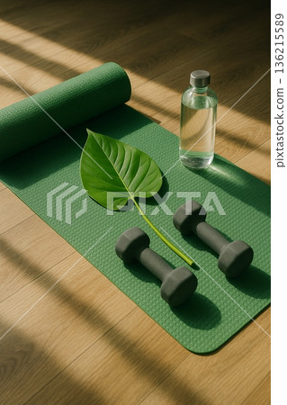 Eco Friendly Yoga Mat With Green Leaf 021125 136215589