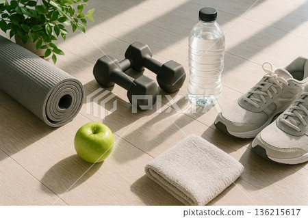 Neat Flatlay With Mat Towel And Shoes 021125 136215617