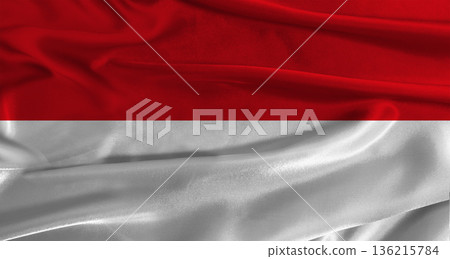 Flag of Monaco with fabric textured background. Close up of National flag of Monaco with realistic texture Flag of Monaco with fabric textured background. Close up of National flag of Monaco with realistic texture 136215784