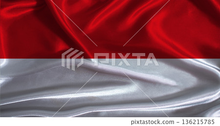 Monaco flag with cloth textured background. National flag of Monaco with realistic texture Monaco flag with cloth textured background. National flag of Monaco with realistic texture 136215785