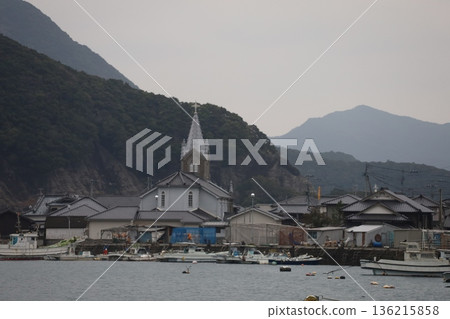 Sakitsu Church and a small fishing port 136215858