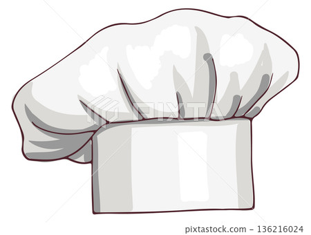 Chef hat icon. White textile cooking cap Chef hat icon. White textile cooking cap 136216024