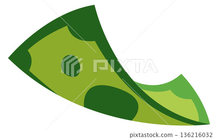 Falling dollar banknote. Green cash. Wealth symbol Falling dollar banknote. Green cash. Wealth symbol 136216032