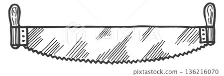 Double handle saw. Industrial hand work tool 136216070