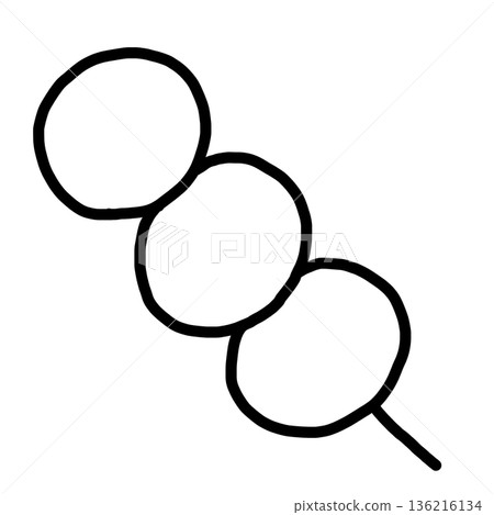 手繪變形團子線稿 | 著色書，簡單的日式甜點 136216134