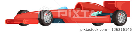 Racing car. Red fast sport bolide auto 136216146