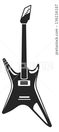 Electric guitar black icon. Rock concert instrument 136216187