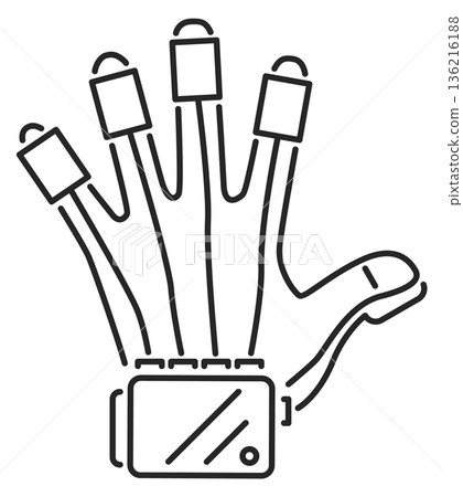 Virtual reality hand control equipment line icon Virtual reality hand control equipment line icon 136216188