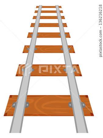 Rail track. Straight path. Railroad transportation way Rail track. Straight path. Railroad transportation way 136216218