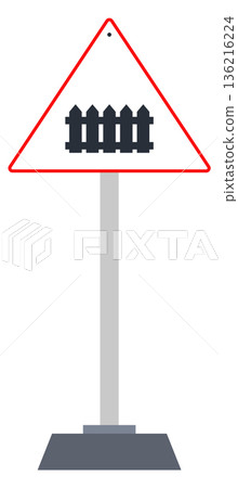 Railway road sign. Traffic post color icon Railway road sign. Traffic post color icon 136216224