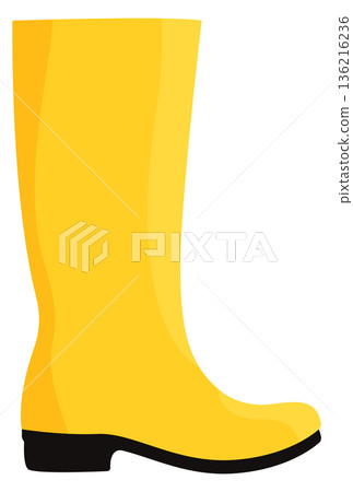 Yellow rubber boot. Rain protection cartoon icon 136216236