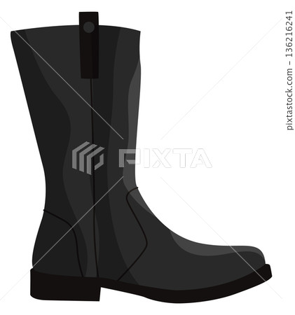Autumn footwear cartoon icon. Tall boot symbol Autumn footwear cartoon icon. Tall boot symbol 136216241