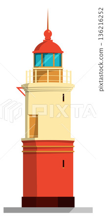 Lighthouse cartoon icon. Marine coast tower navigation Lighthouse cartoon icon. Marine coast tower navigation 136216252