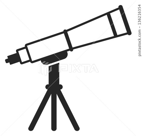Telescope line icon. Astronomy tool. Scientific device 136216354