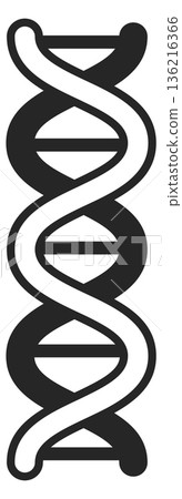 Dna black icon. Genetic spiral. Science symbol Dna black icon. Genetic spiral. Science symbol 136216366