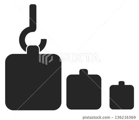 Weight scales solid blocks black icon. Mass symbol 136216369
