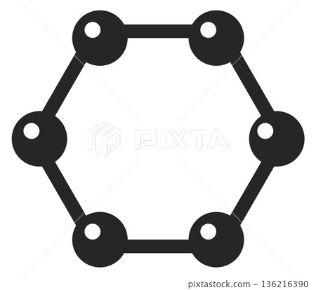 Molecule structure black icon. Chemistry science logo 136216390