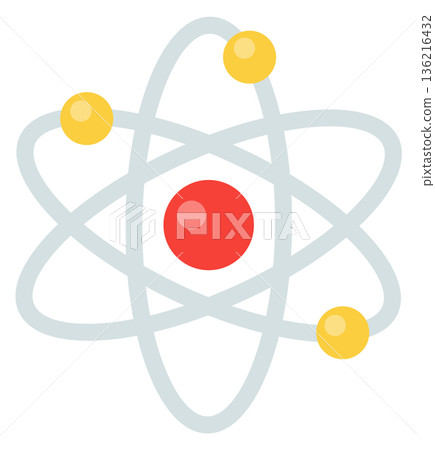 Atom particle orbits. Abstract physics color concept 136216432