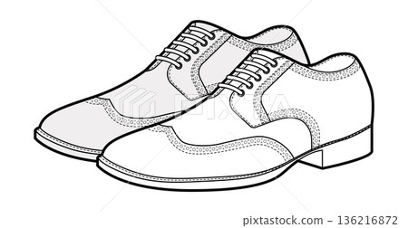 Wingtip brogue oxford mens sketch pair. Perforated leather footwear with classic wingtip detail smart dress style. Wingtip brogue oxford mens sketch pair. Perforated leather footwear with classic wingtip detail smart dress style. 136216872