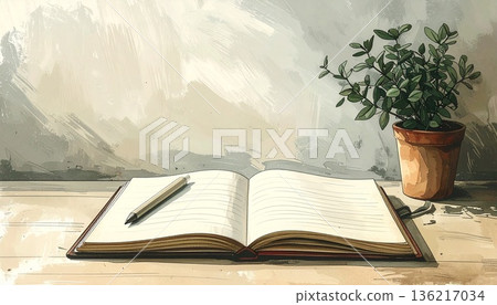 啟發靈感的古董筆記本插圖，適用於學習和商業概念 136217034