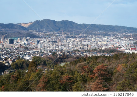A distant view of Tajimi city from the observation deck of Ceramic Park 136217846