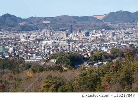 A distant view of Tajimi city from the observation deck of Ceramic Park 136217847
