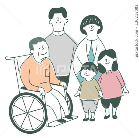 Wheelchair grandfather and family Wheelchair grandfather and family 136218092