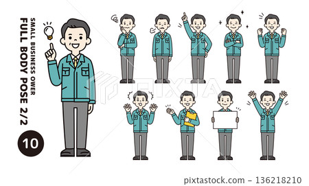 Vector illustration material set of various expressions and poses of businessmen and presidents in their 50s and 60s wearing work clothes Vector illustration material set of various expressions and poses of businessmen and presidents in their 50s and 60s wearing work clothes 136218210
