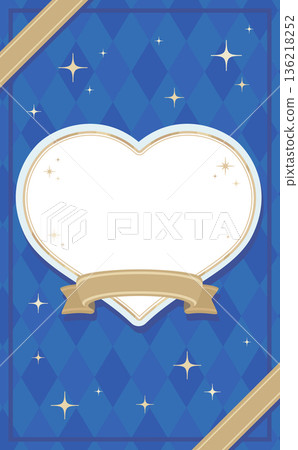 白色情人節相框_絲帶和心形_無文字_垂直版 136218252