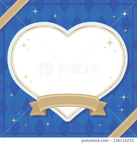 白色情人節相框_絲帶和心形_無文字_方形 白色情人節相框_絲帶和心形_無文字_方形 136218253