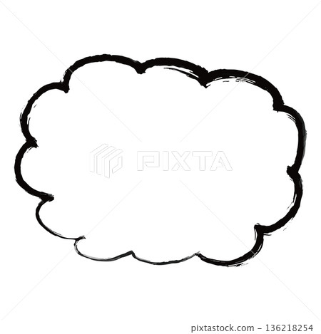 A simple, hand-drawn cloud-shaped speech bubble frame illustration that can be used for document explanations and POP illustrations. 136218254
