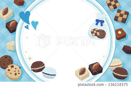 白色情人節相框_圓形相框_甜點_無文字_橫款 136218375