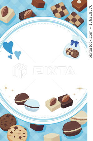 白色情人節相框_圓形相框_甜點_無文字_直式版 136218376