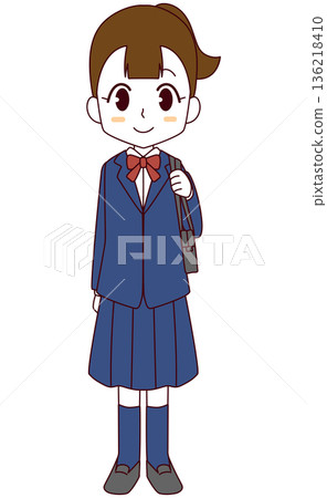 Illustration of a girl wearing a blazer uniform 136218410